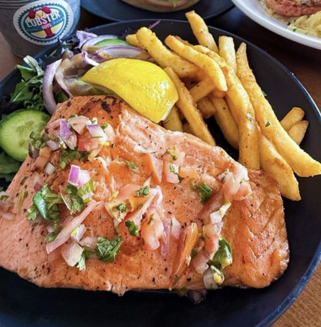 Grilled Salmon with Fries.