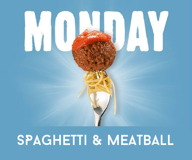 Spaghetti w/1 Meatball-AVAILABLE MONDAY ONLY.