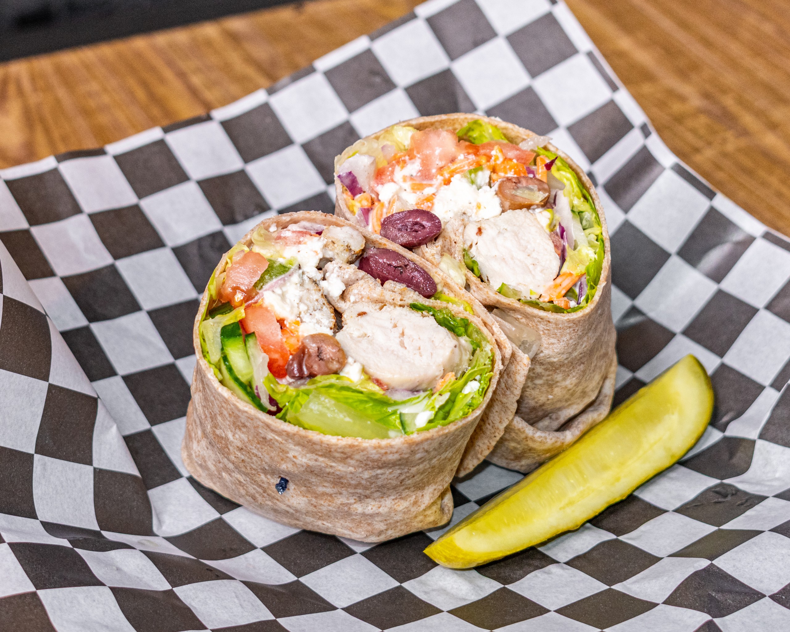 Garden Fresh Chicken Greek Wrap.