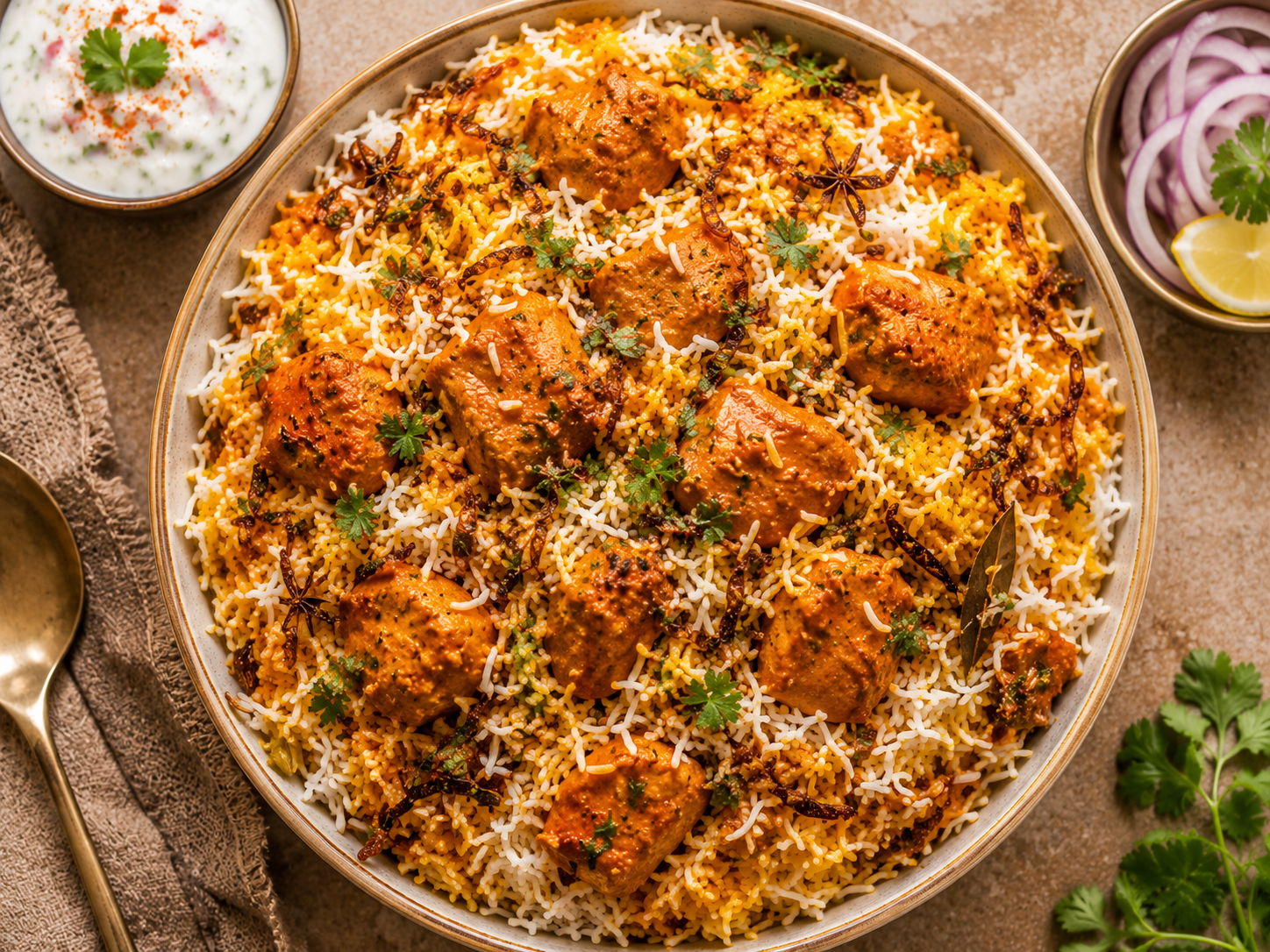 Chicken 65 Biryani.