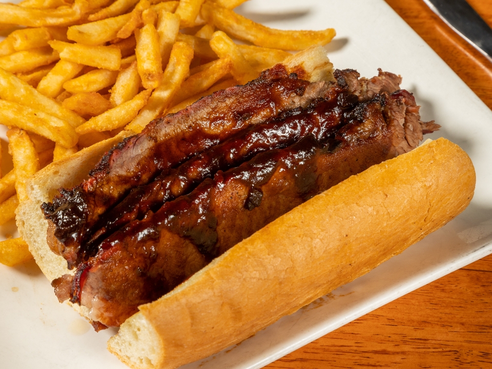 CLARA'S BBQ BEEF SANDWICH.