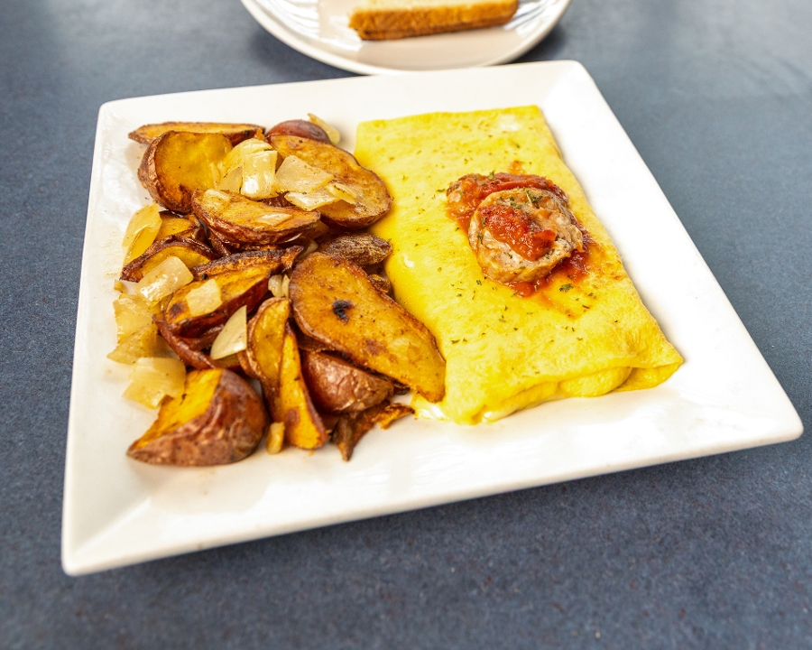 Sausage & Peppers Omelette.