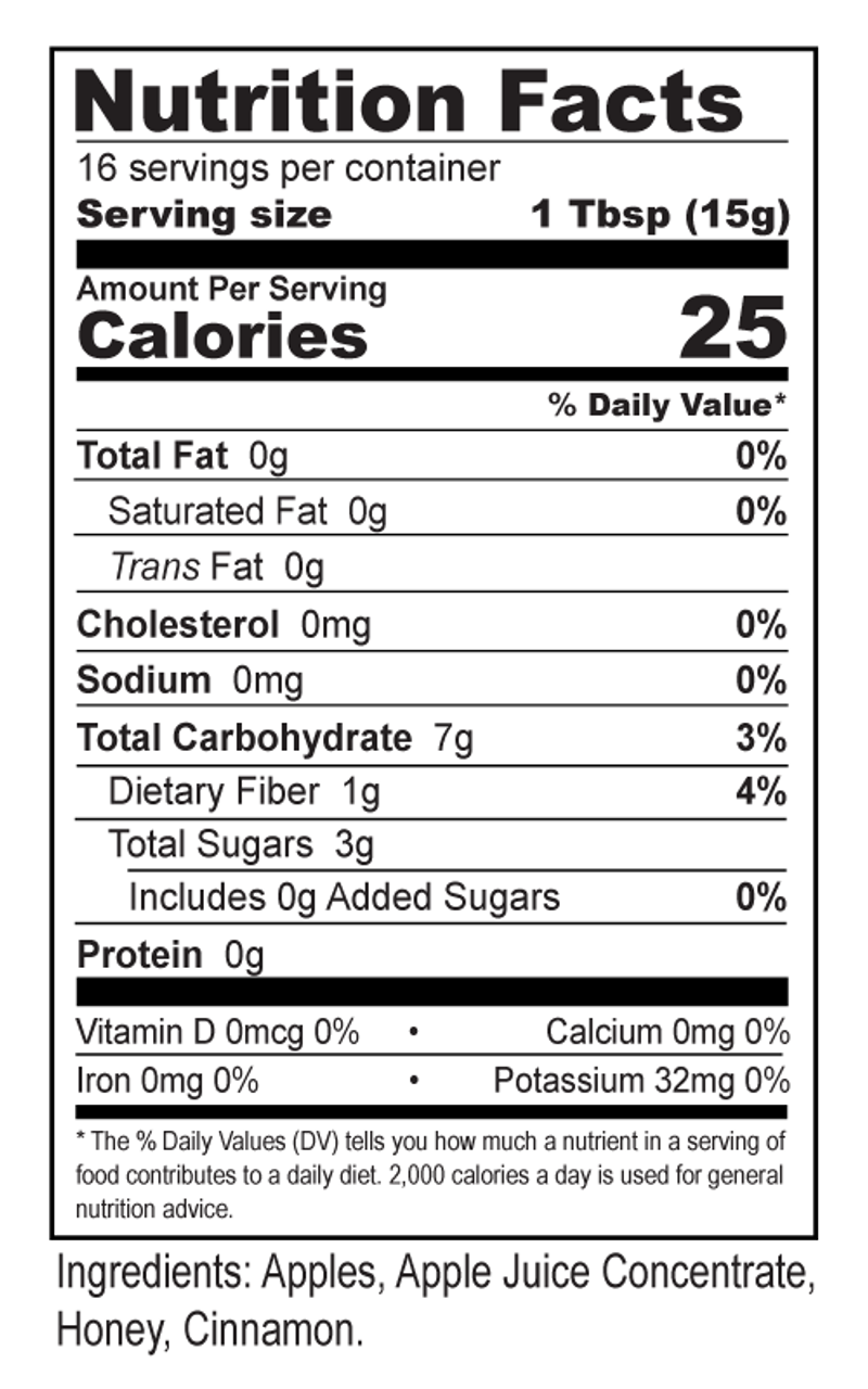 Apple Butter (With Honey, With Cinnamon) - Half Pint.