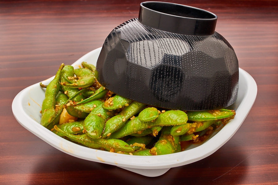 Edamame with Spicy Garlic.