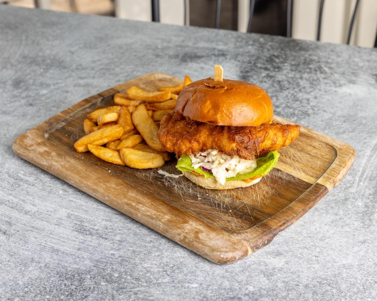 Beer Batter Fried Fish Sandwich.