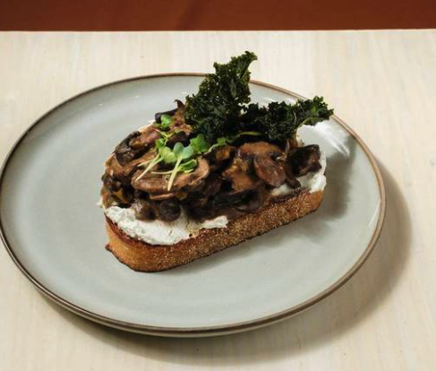 Miso Mushroom with Leeks tartine ( toast ).