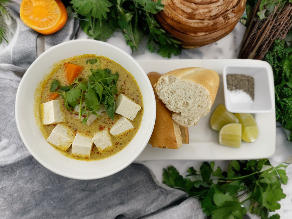 Curry Tofu with Bread.