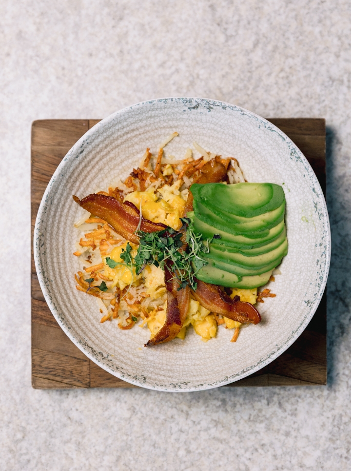 Avocado, Bacon & Cheese Bowl.