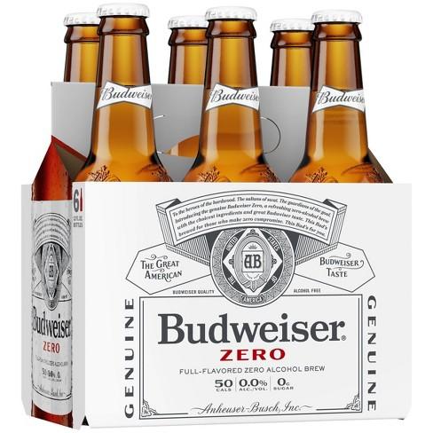 Budweiser Zero Non-Alcoholic Beer, 6 Pack 12 Fl. Oz. Bottles.