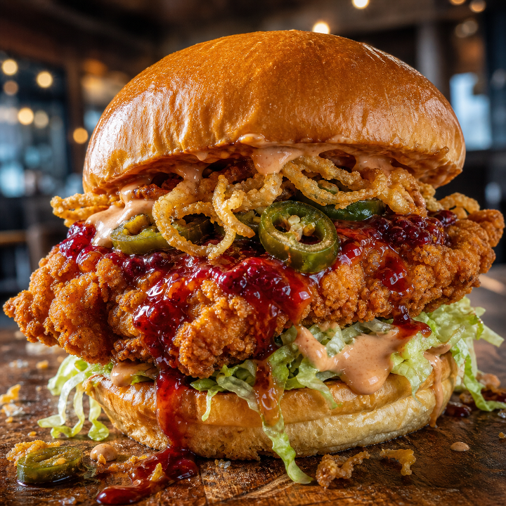 Jalapeño Berry Fried Chicken Sandwich.