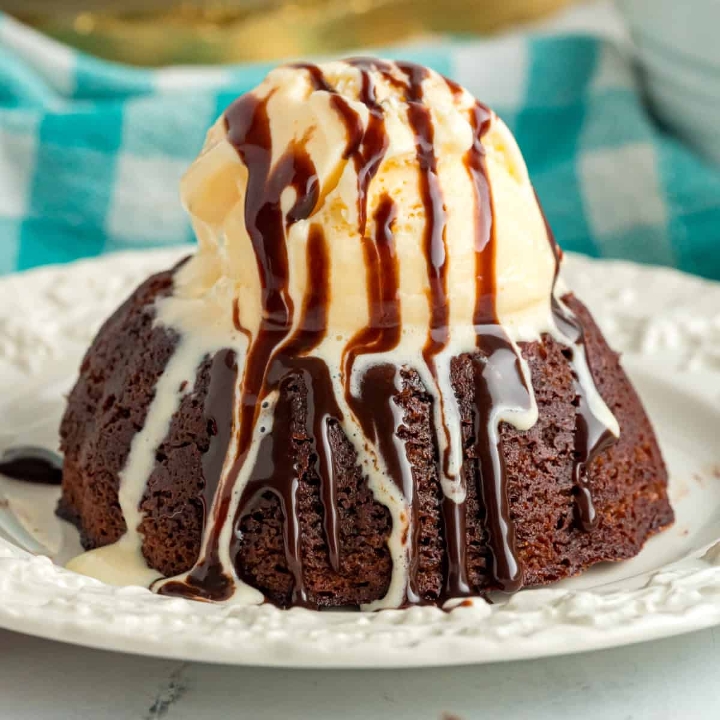 Chocolate Lava Cake with Vanilla Ice Cream.