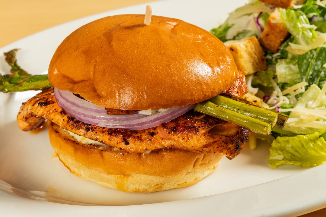 Pan Seared Salmon Sandwich.