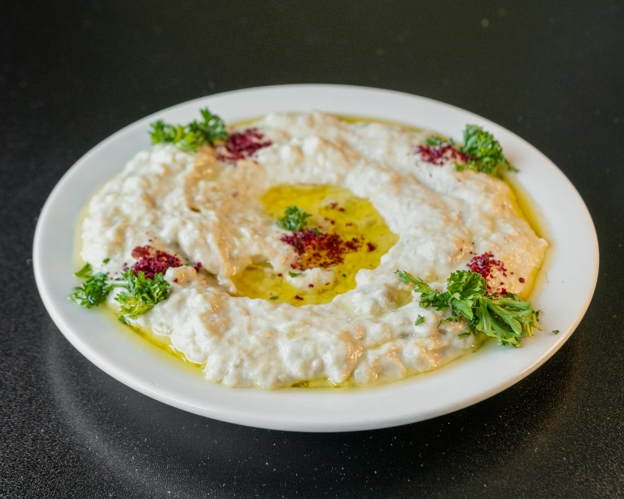 16" Tray of Baba Ghanoush.