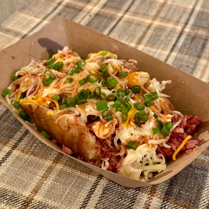Loaded Spud + Bacon Crumbles.