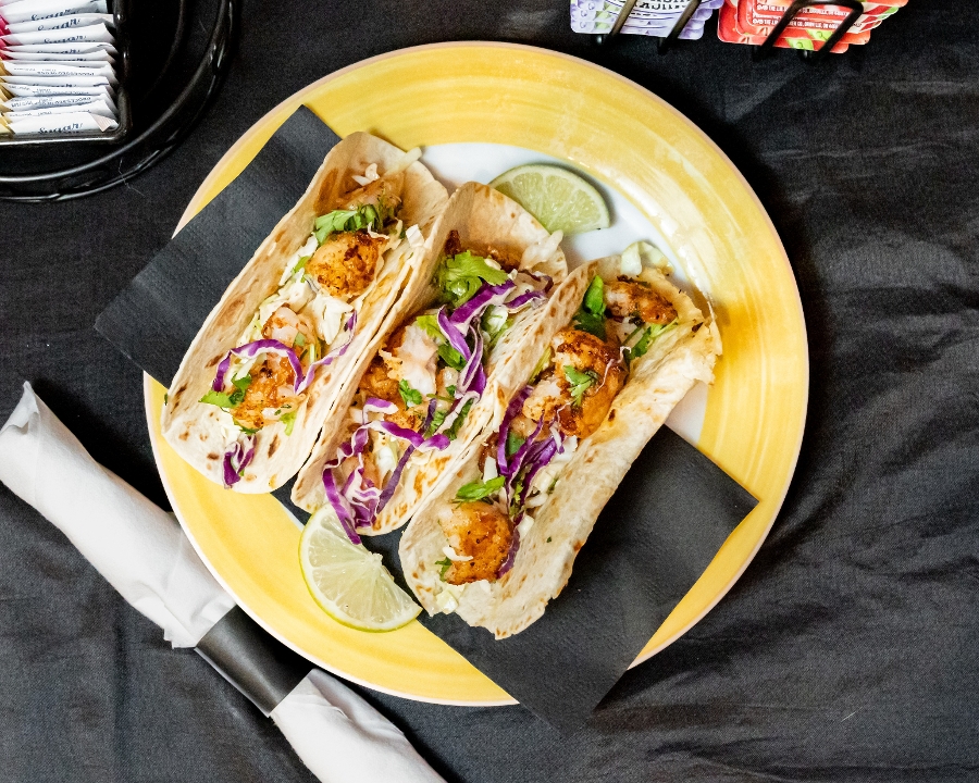 Seasonal Taco Trio - Shrimp Tacos.