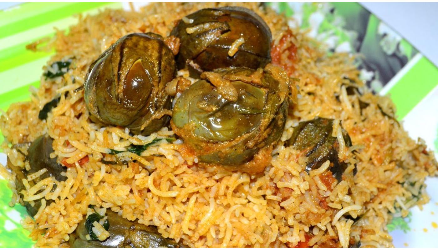 Eggplant Biryani  AKA Gutty Vankaya Biriyani - Non Vegan.
