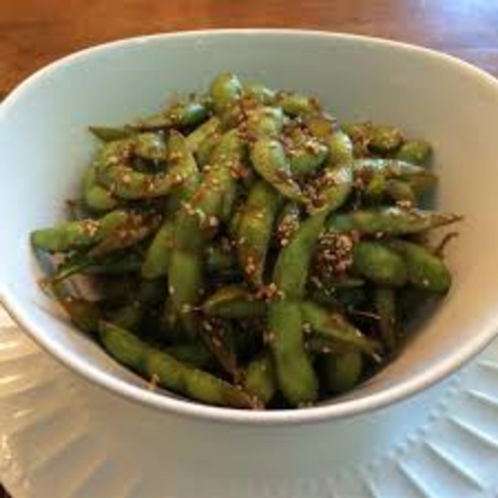 Spicy Garlic Edamame.