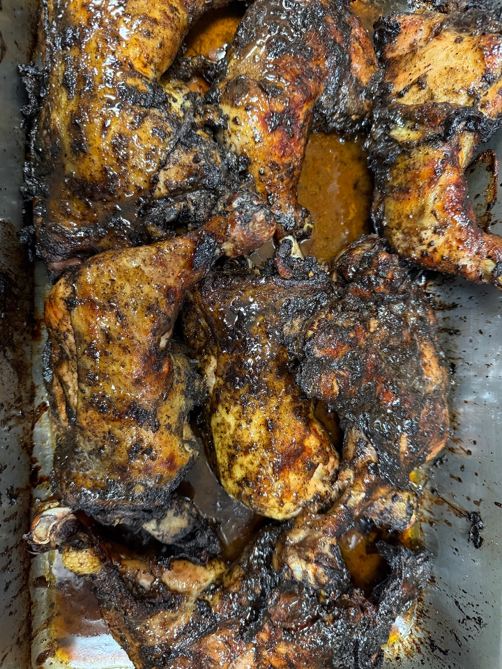 Honey Glazed Jerk Quarter Leg with Side.