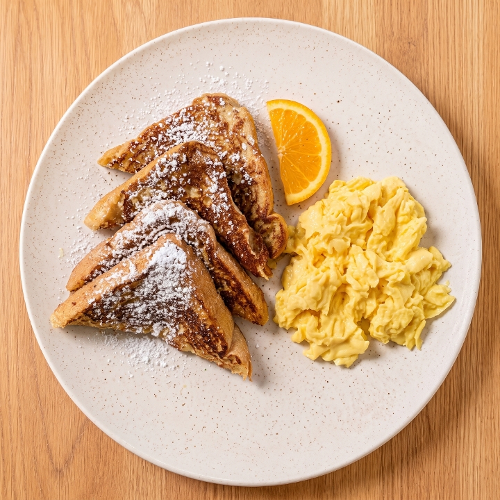 2 French Toast & Eggs.