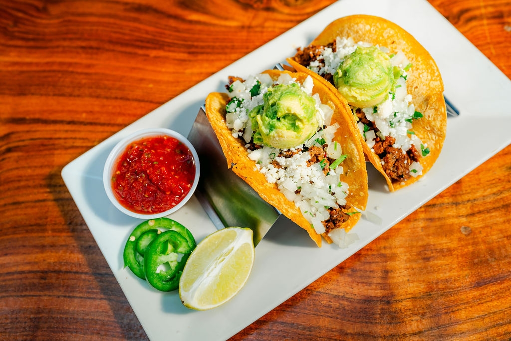Two Carne Asada Tacos.