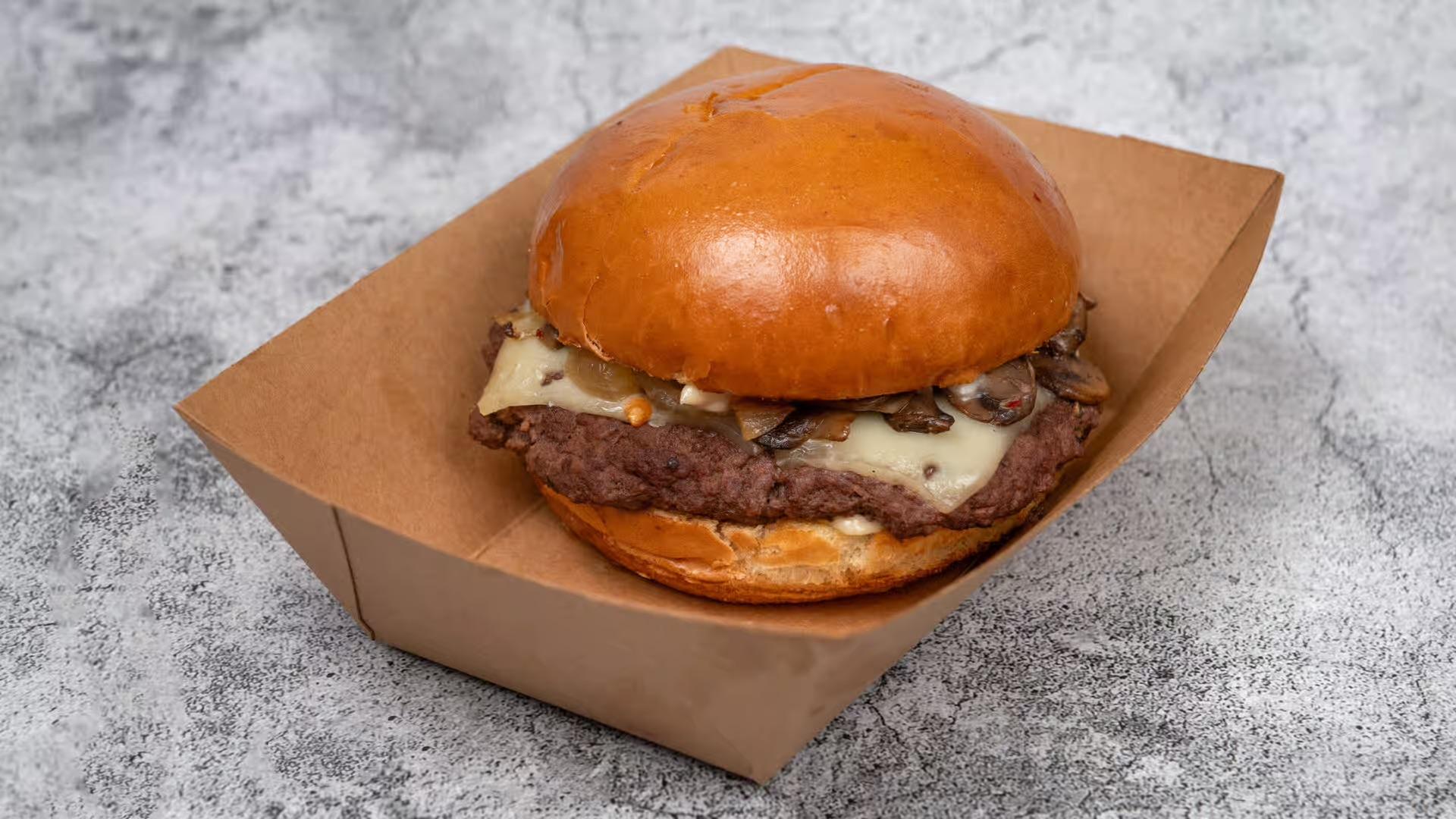 Mushroom Swiss Burger.