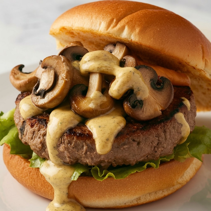 Mushroom Swiss Cheeseburger.