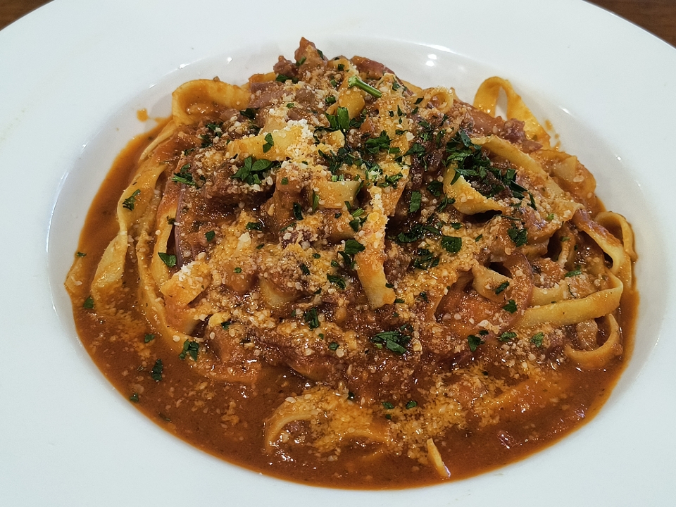 Tagliatelle Amatriciana.