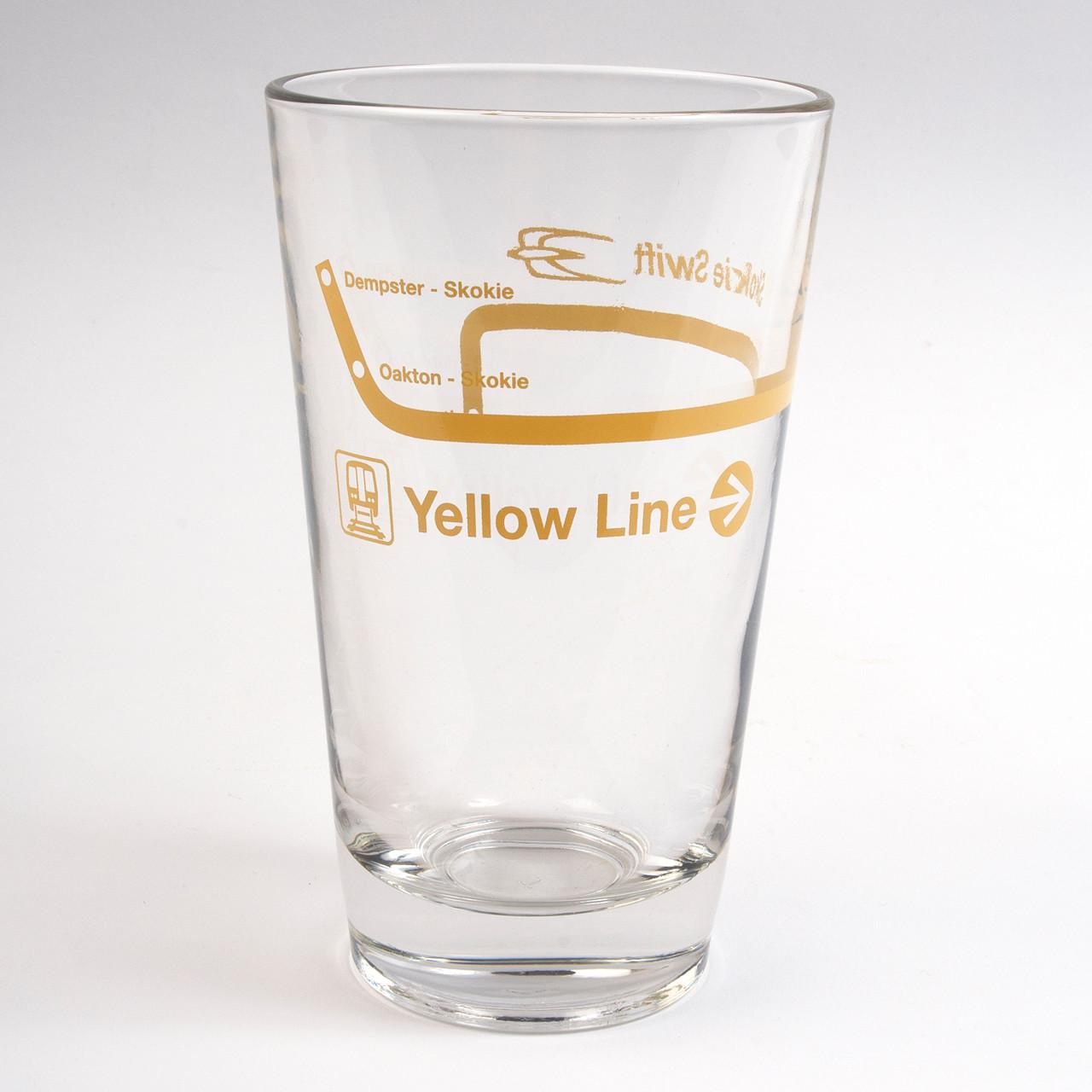 Yellow Line Pint Glass.