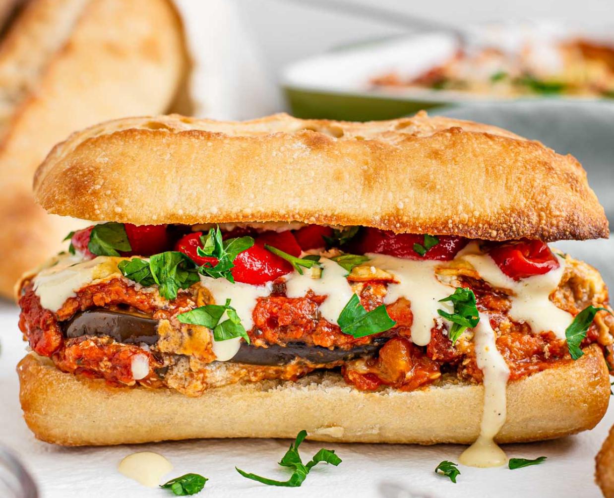 Eggplant Parmesan Sandwich.