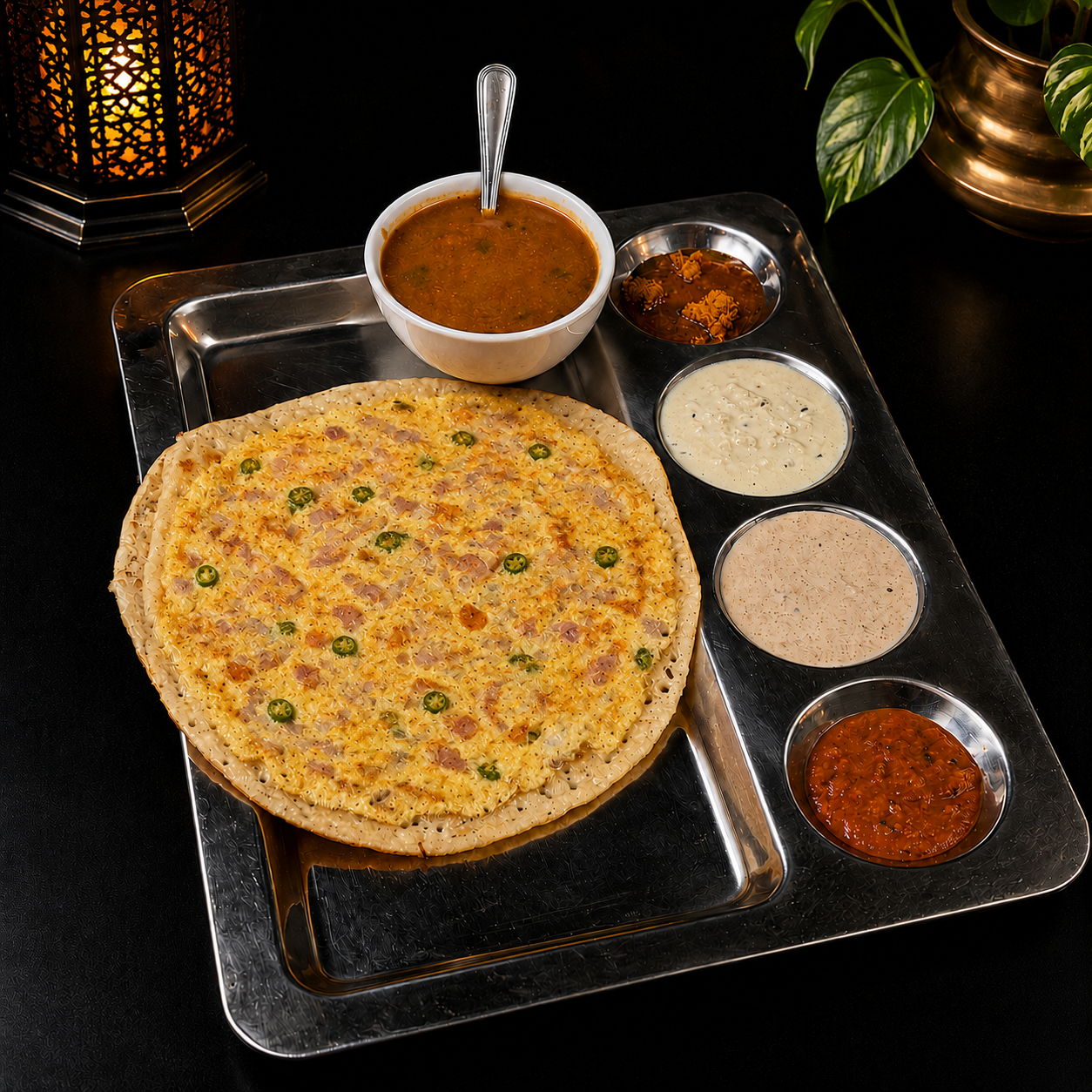 Egg Masala Uttapam.