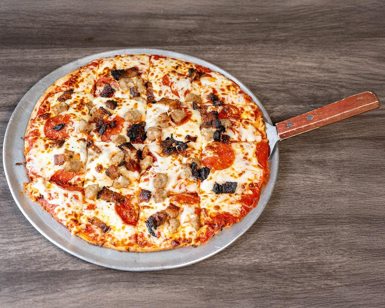 12 Inch Meat Lovers Pizza.