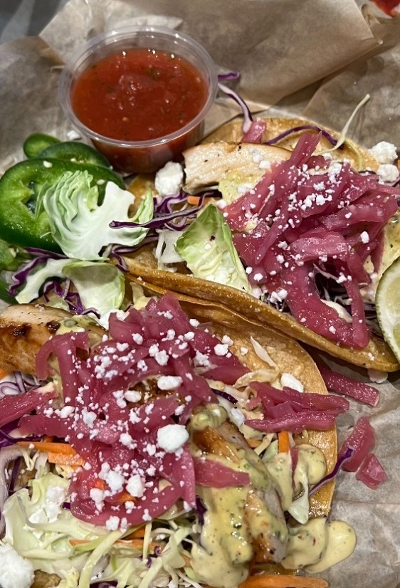 Three Mahi Mahi Tacos.