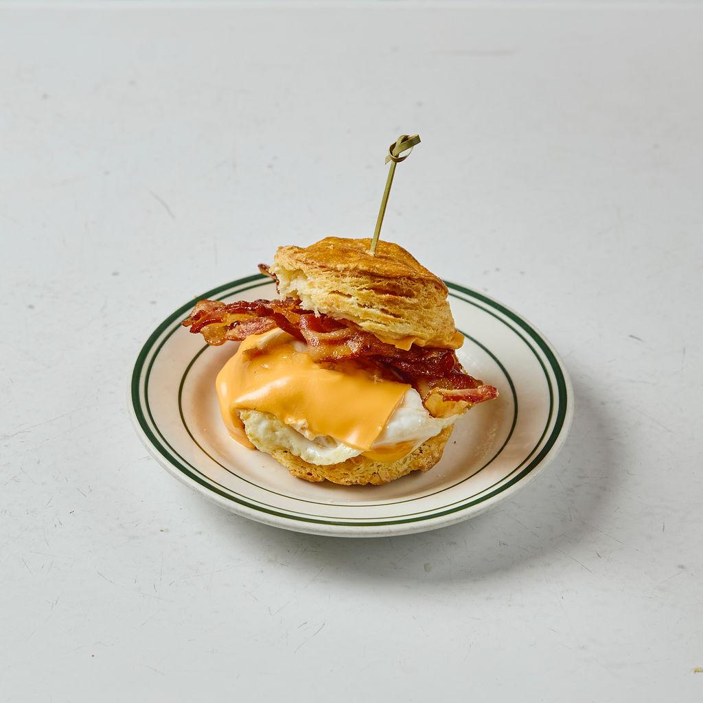 Egg & Cheese + Bacon Biscuit "Banjo".