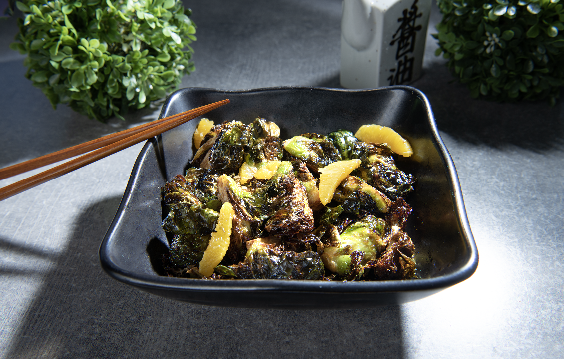 Brussel Sprouts and orange.