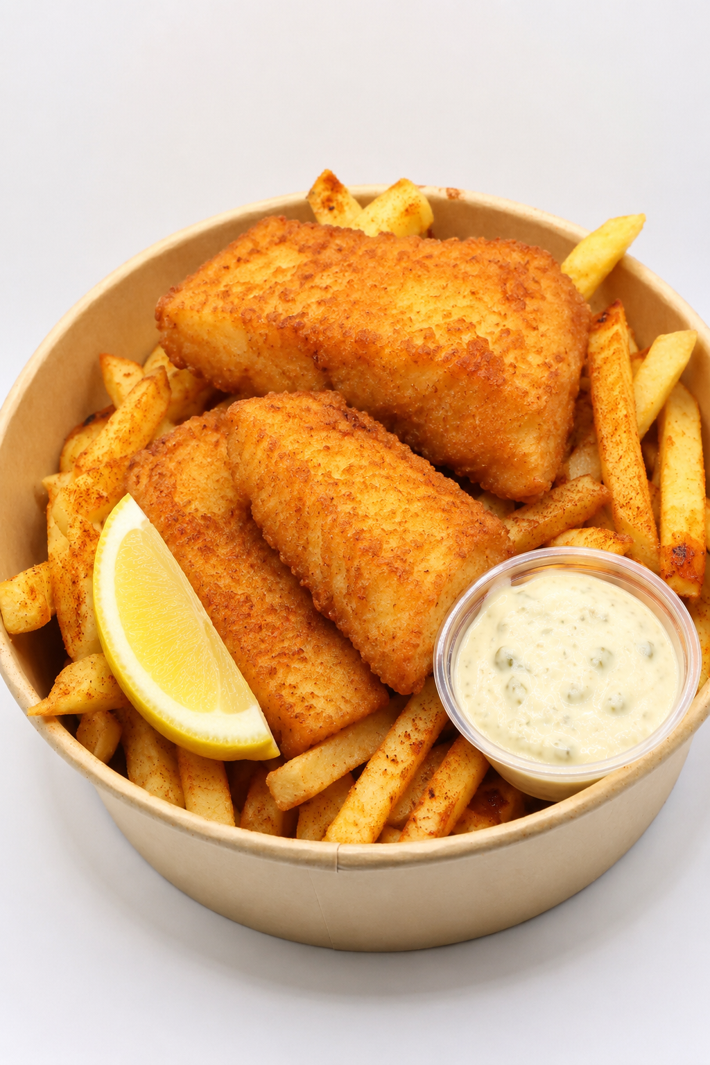 CRISPY FISH & CHIPS.