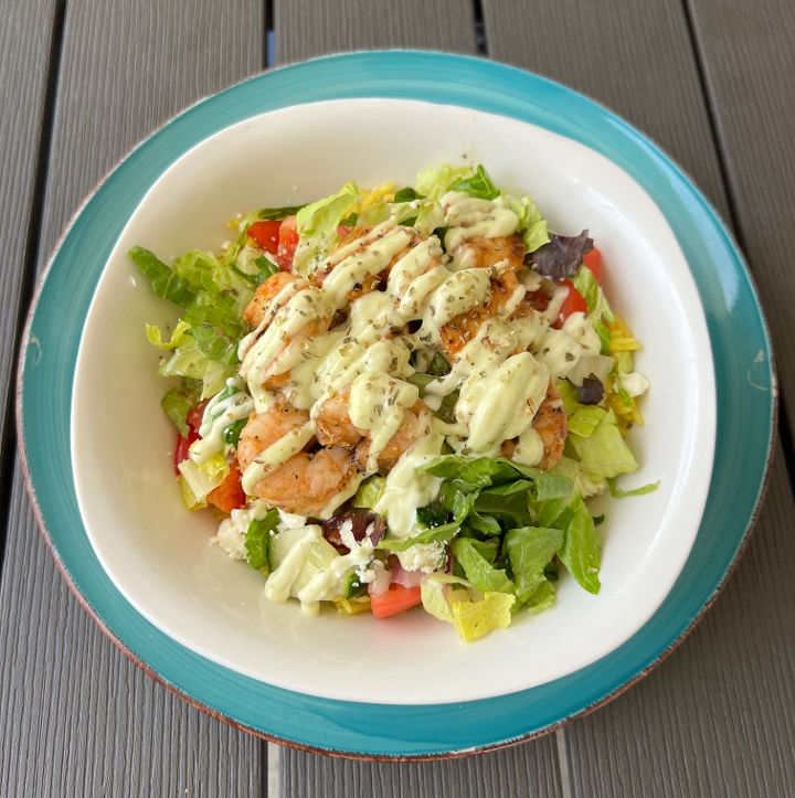 Grill shrimp rice bowl.