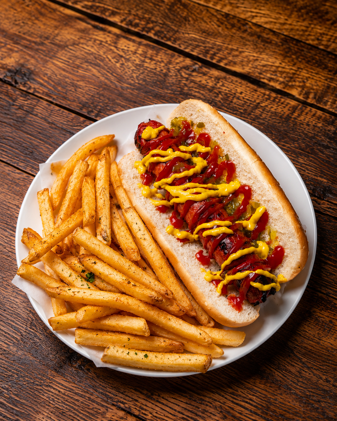 Halal Hot Dog & French Fries.