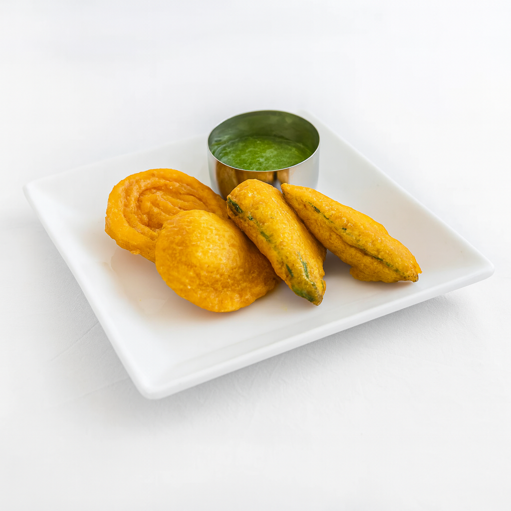 Assorted bajji (Plantain (Aratikai) / Potato/ Tomato/Mirchi Bajji).