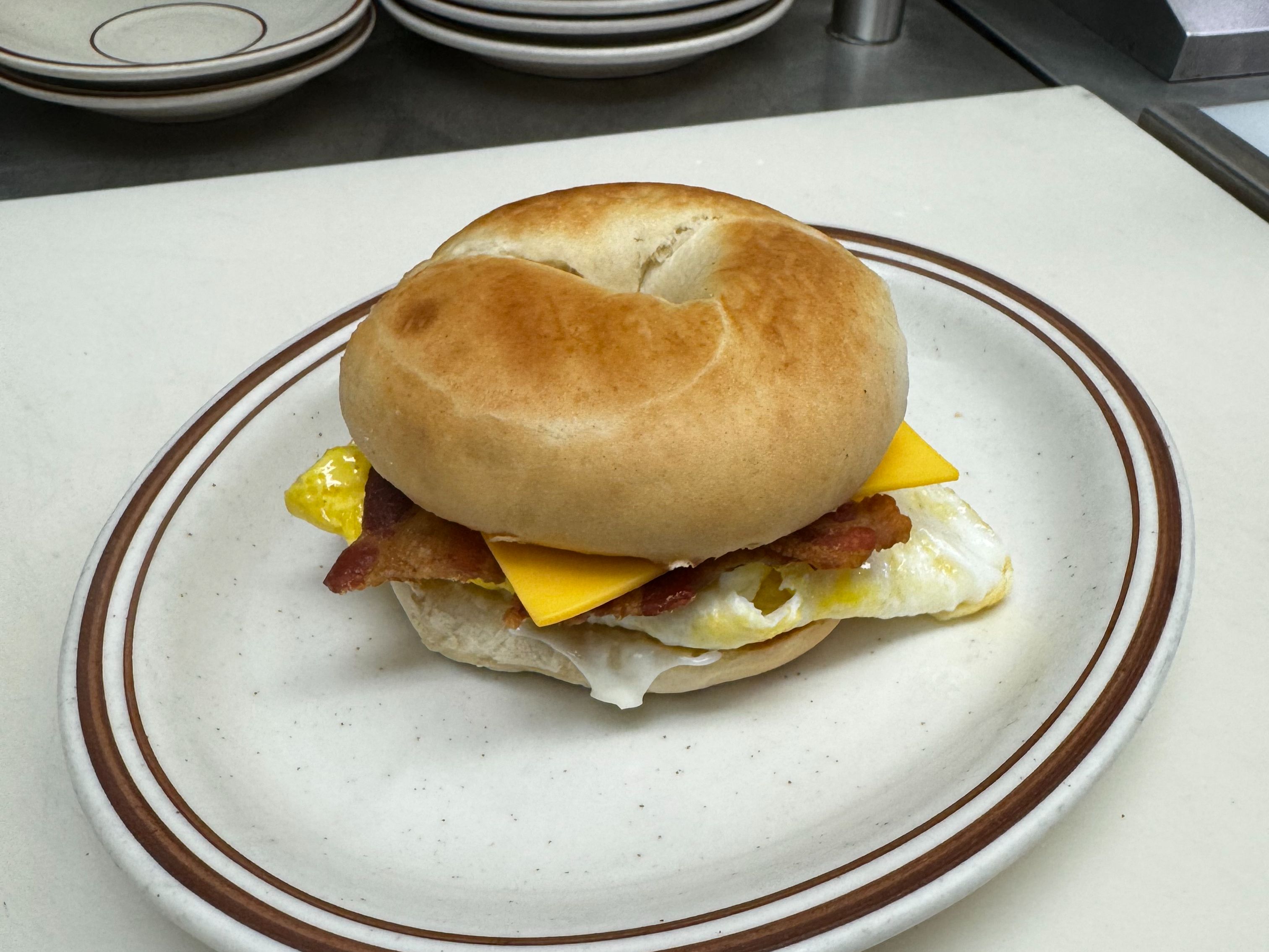 Bacon & Egg Bagel Sandwich.