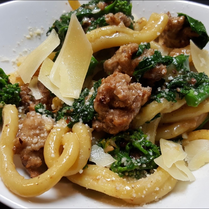 Fusilli Pasta With Sausage & Broccoli Rabe.
