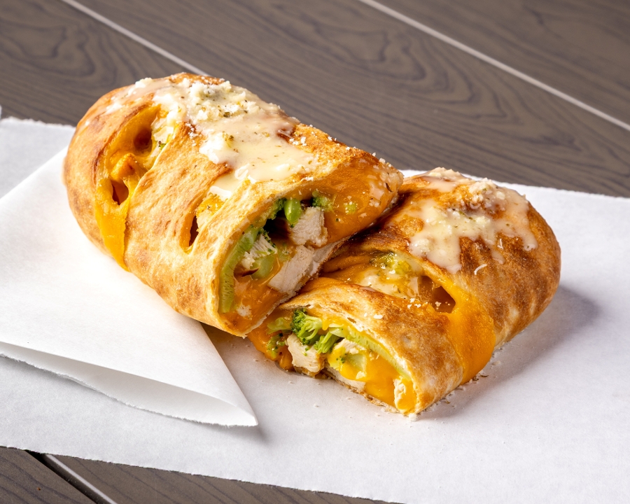 Chicken, Cheddar & Broccoli Stromboli.