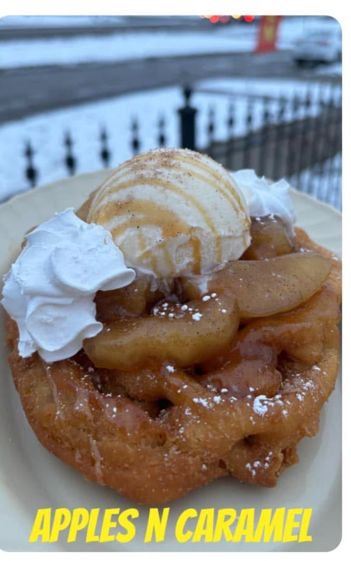Apples N Caramel Funnel Cake.