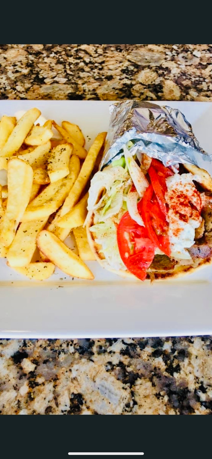 Pork Pita (add $4 for Fries).