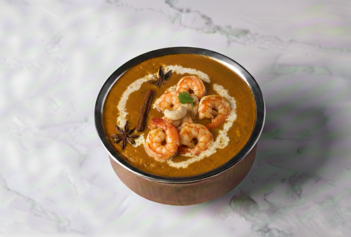 SHRIMP KARAIKUDI CURRY.