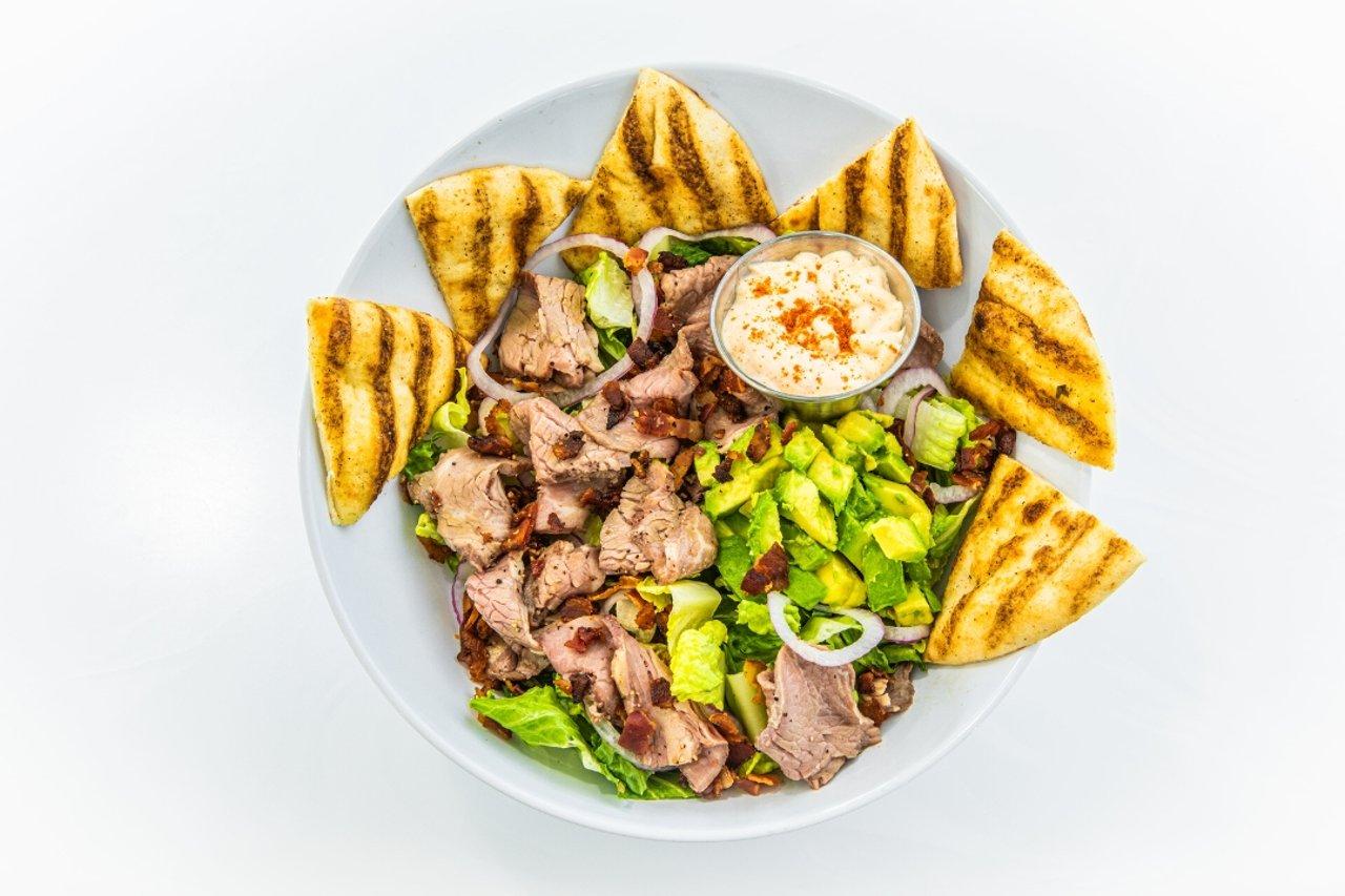 Tri tip, bacon & avocado salad.
