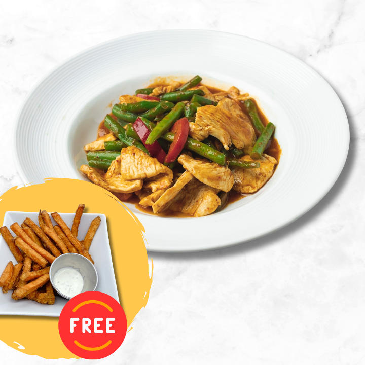 Pad Prik King - Thai Red Curry Stir-Fry (with FREE Sweet Potato Fries).