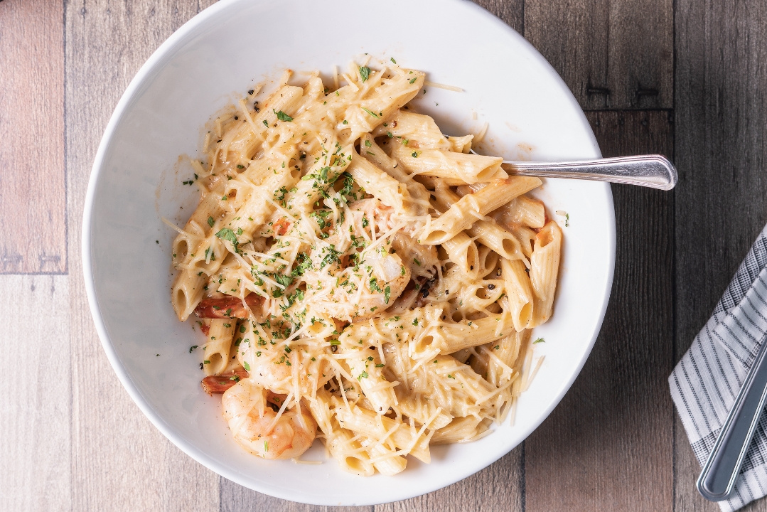 Harissa Spiced Shrimp Penne.