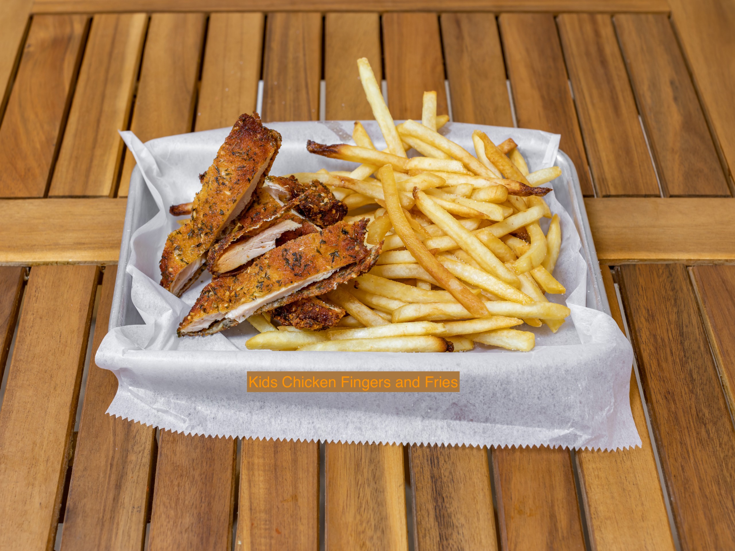 Kid's Chicken Schnitzel & Fries.