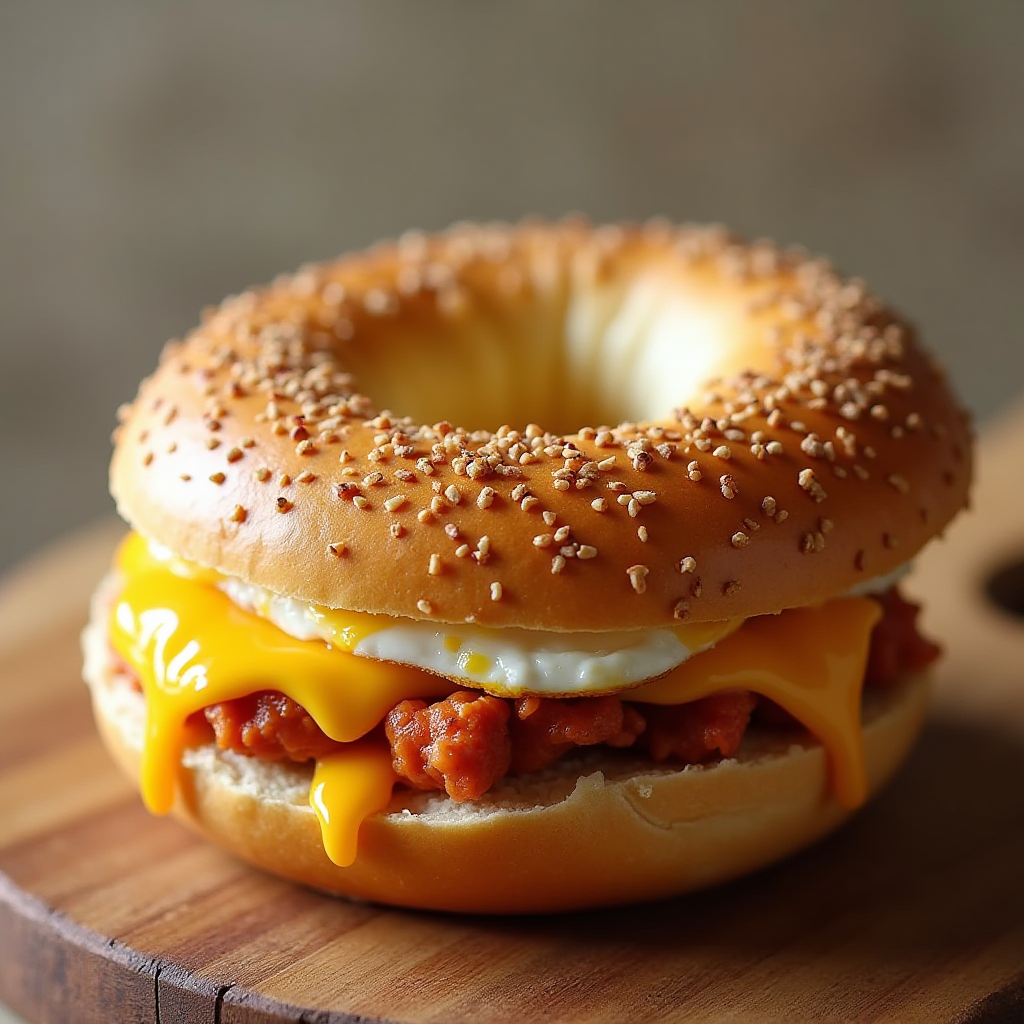 Chorizo, Egg and Cheese Bagel.