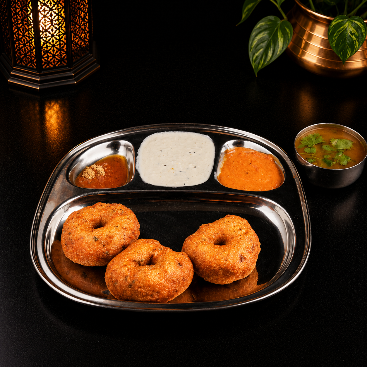 Vada With Sambar & Chutney (3 pcs).